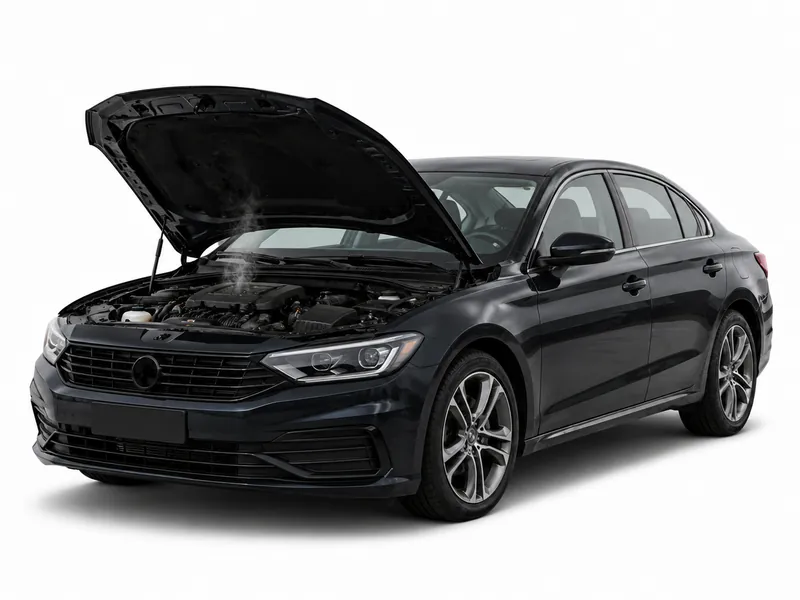 Kaputu açık motor arızalı otomobil